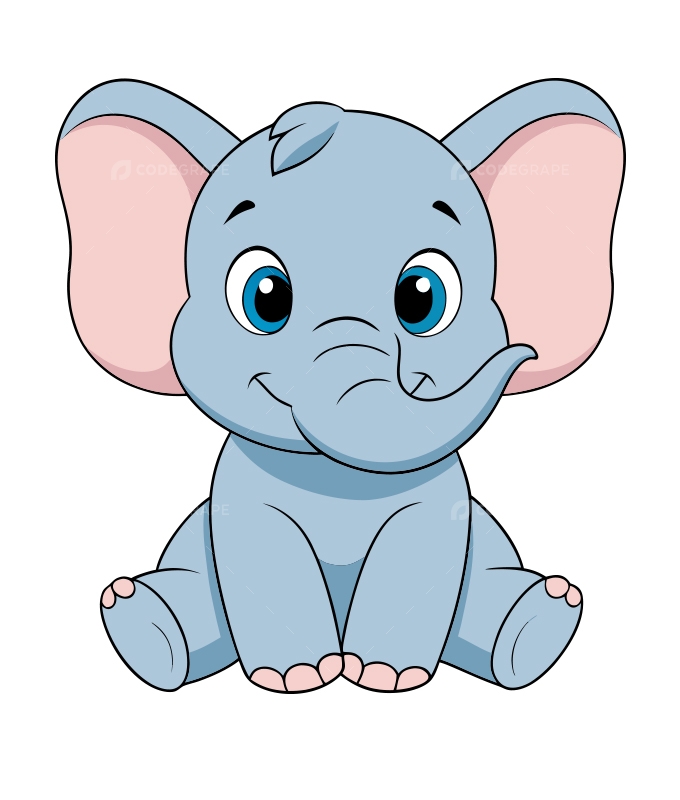Cute Baby Elephant Cartoon Illustration
