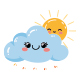 Cute Kawaii Sun and Cloud Illustration
