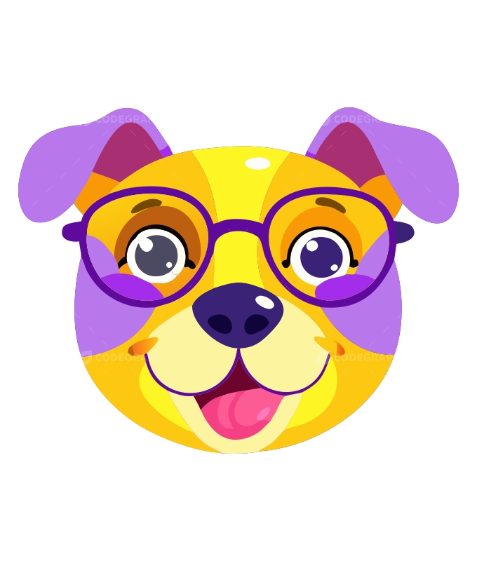 Adorable Puppy with Purple Glasses Illustration