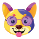 Playful Cartoon Puppies with Colorful Glasses