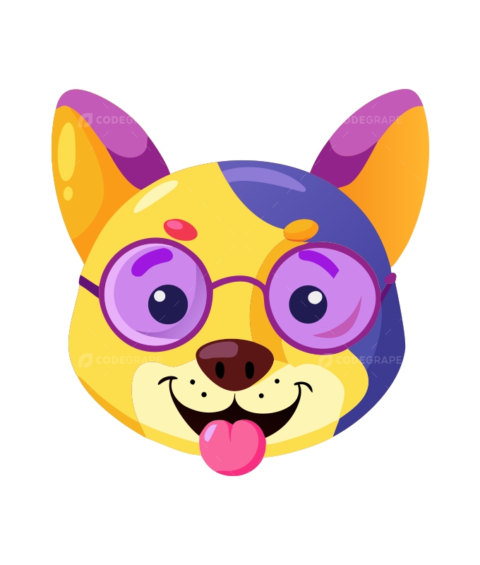 Playful Cartoon Puppies with Colorful Glasses