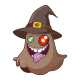 Wacky Cartoon Ghost Wizard with Mismatched Glowing Eyes