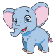 Adorable Blue Baby Elephant Cartoon Illustration