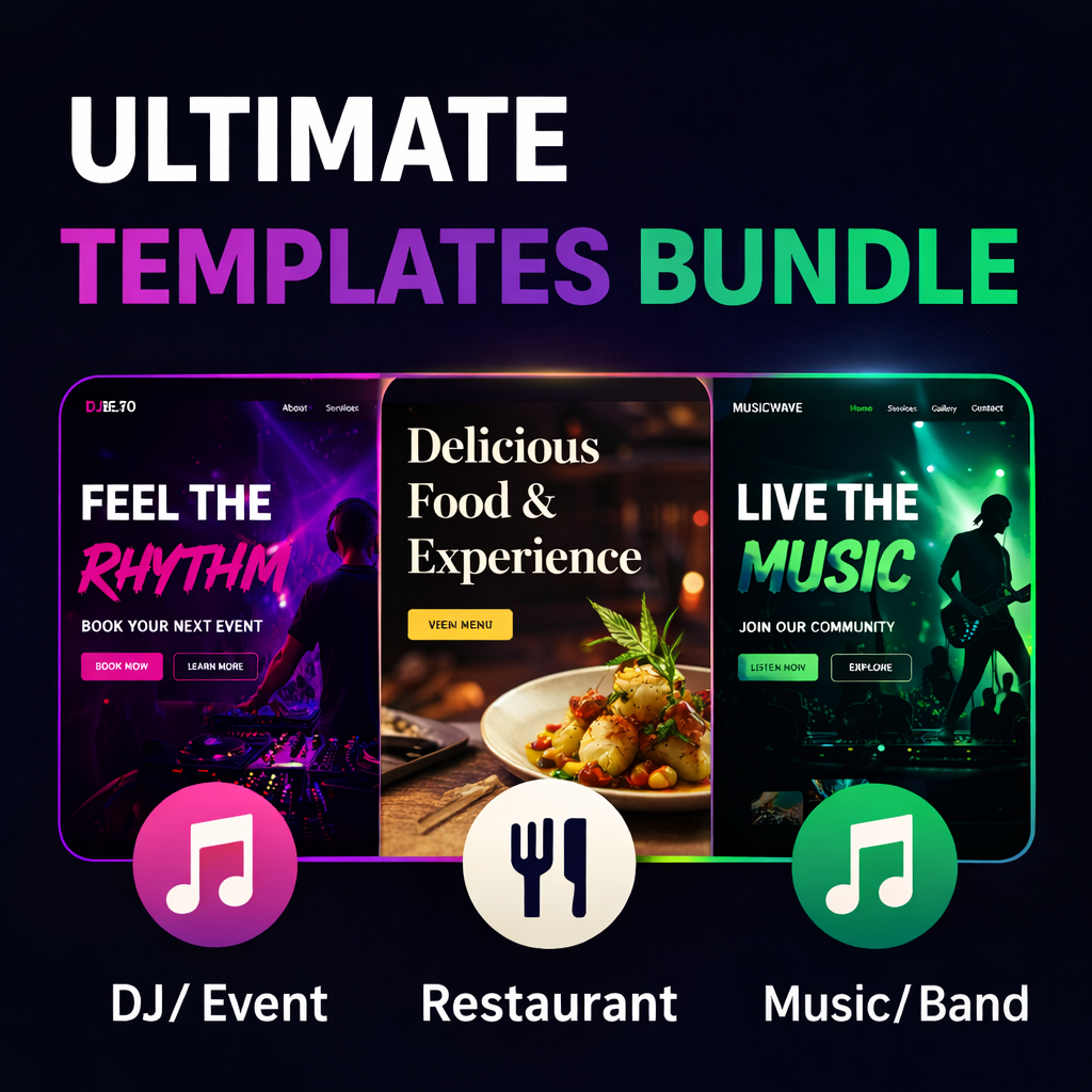 Ultimate Website Templates Bundle – DJ, Restaurant & Music HTML5