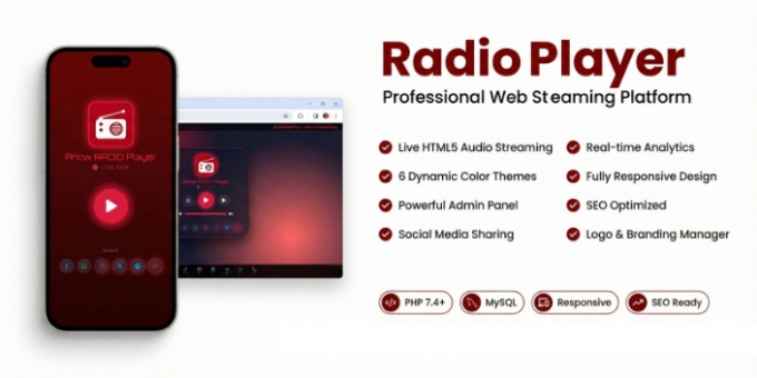Radio Player - Professional HTML5 Streaming Platform with Admin Panel