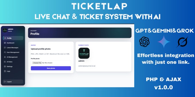 TicketLap - AI Live Chat, Support Inbox and Admin Dashboard