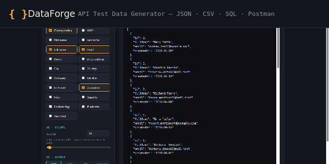 DataForge - API Test Data Generator