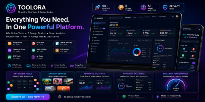 Toolora – 60+ Web Tools SaaS Platform with Wallet, Analytics & Admin Panel