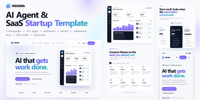 Nexora - AI Agent & SaaS Startup HTML Template