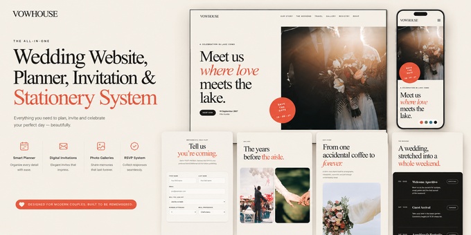 VOWHOUSE - Wedding Planner & Invitation HTML Kit