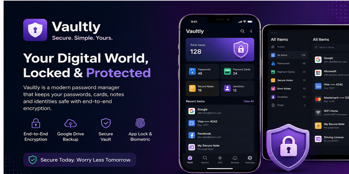 Vaultly – Secure Password & Personal Data Manager | Flutter App