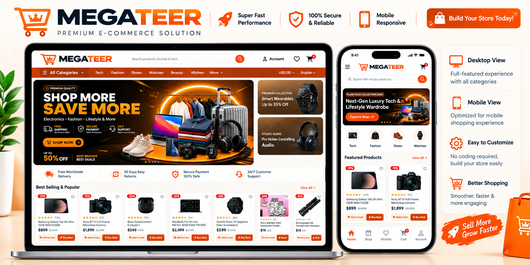 MegaTeer - Fast Standalone PHP E-Commerce Storefront with Admin Panel