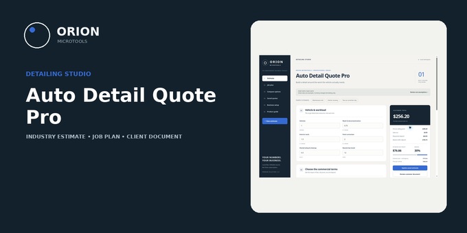 Auto Detail Quote Pro — Detailing Cost & Quote Calculator
