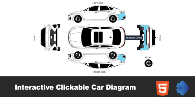 Interactive Clickable Car Parts Diagram – Model 03