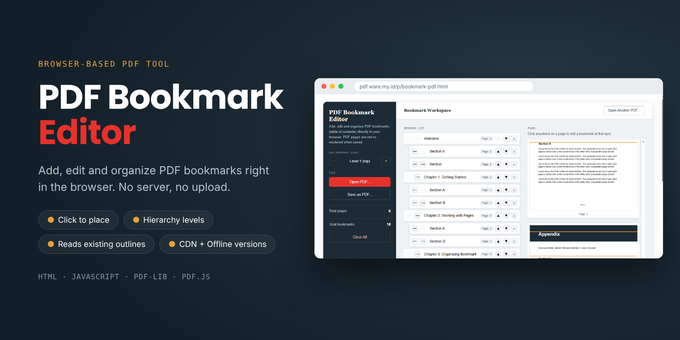 PDF Bookmark Editor - Browser-Based Outline Tool