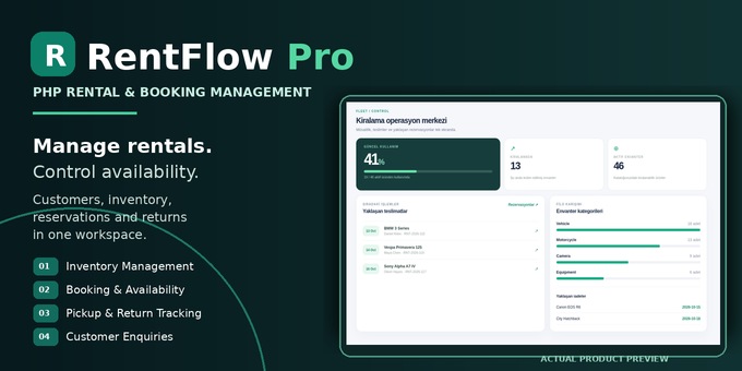RentFlow Pro - PHP Rental & Booking Management System