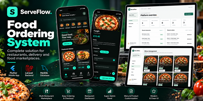 ServeFlow - Flutter Food Ordering App with Laravel