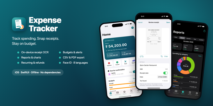 Expense Tracker & Receipt Scanner – Budget, Reports, OCR (iOS SwiftUI)