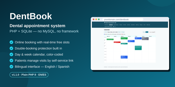 DentBook — Dental Booking (PHP + SQLite)