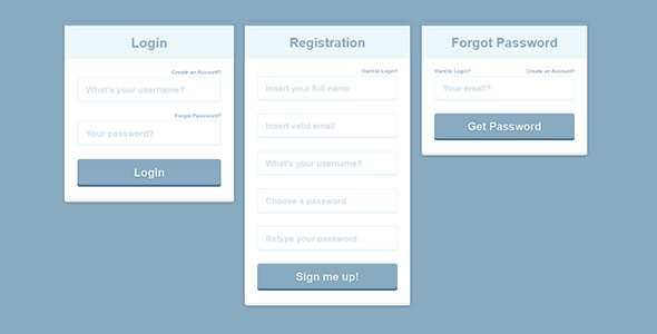 Register - Login - Forgot Password Form