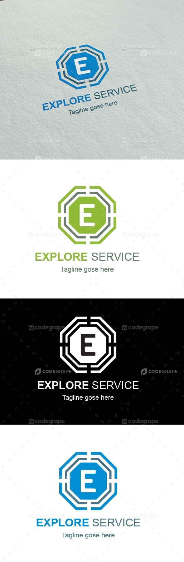 Explore Service E Letter Logo