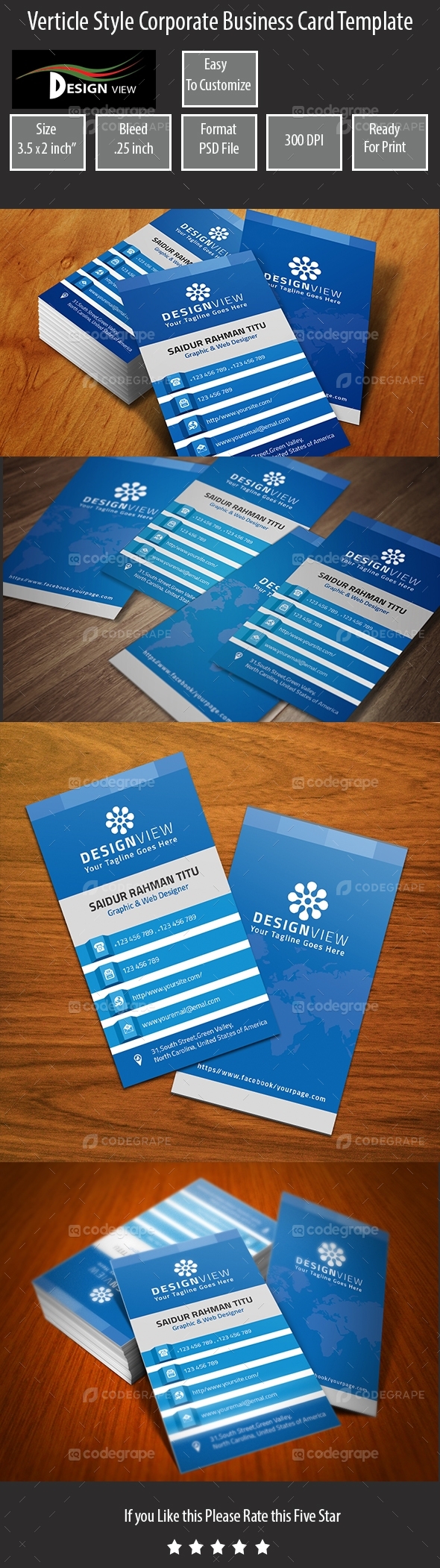 Verticle Style Corporate Business Card Template