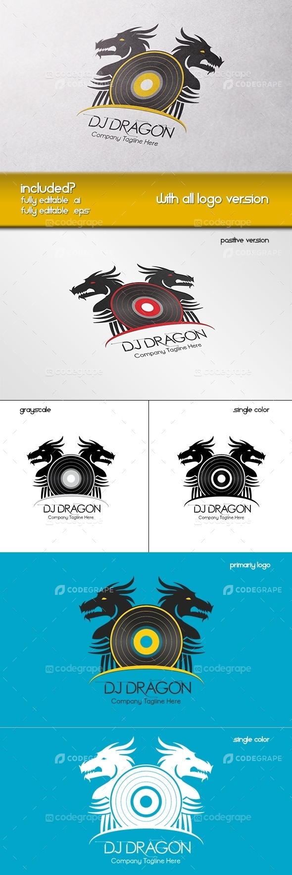Dj Dragon Logo Template