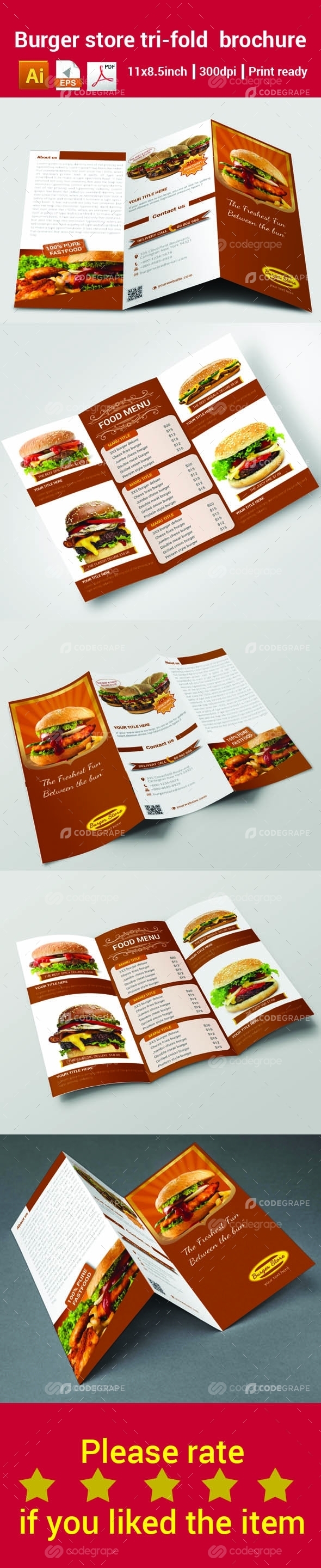 Burger Store Tri-Fold Brochure