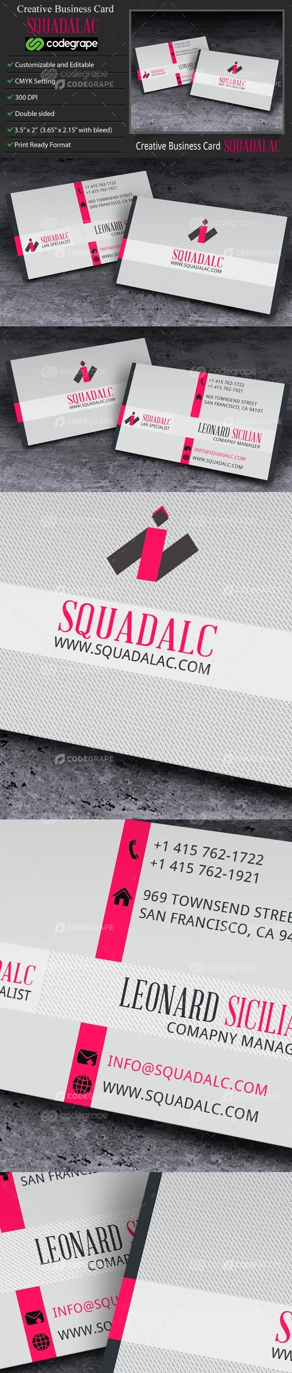 Modern Creative or Corporate Business Card - Squadalac