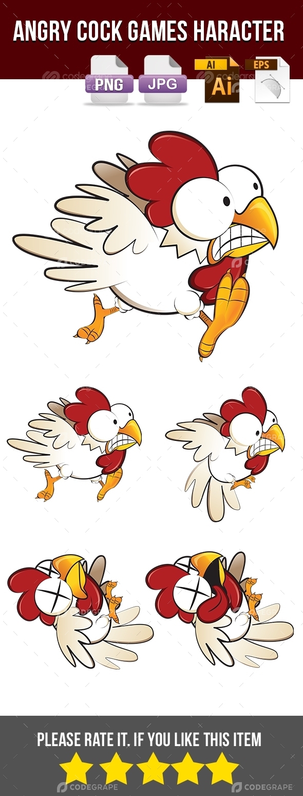Angry Cock Character Design