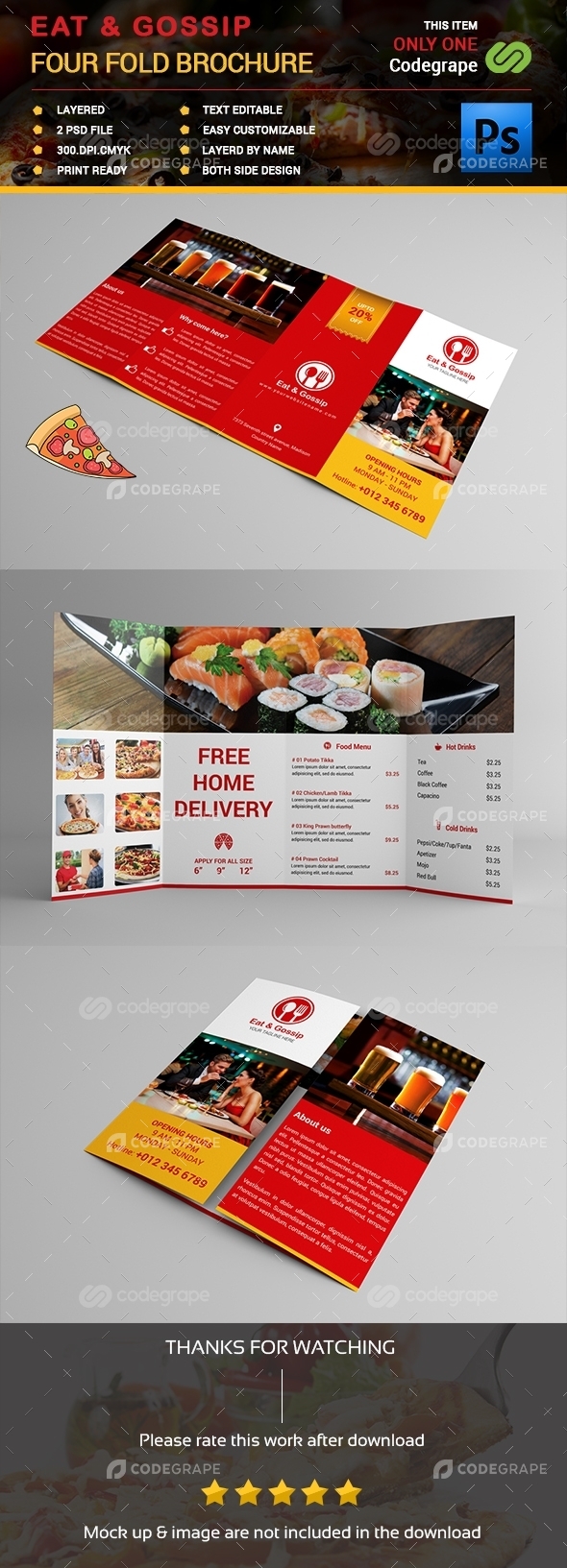 Eat & Gossip Four Fold Brochure / Menu