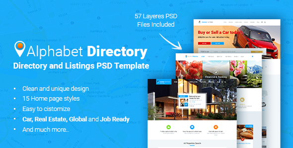 Alphabet Directory and Listings PSD Template