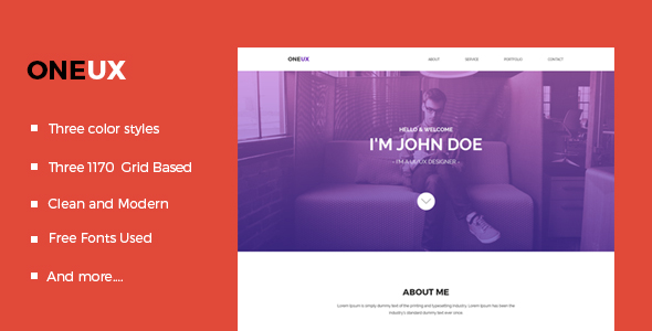 Oneux One Page Portfolio Template