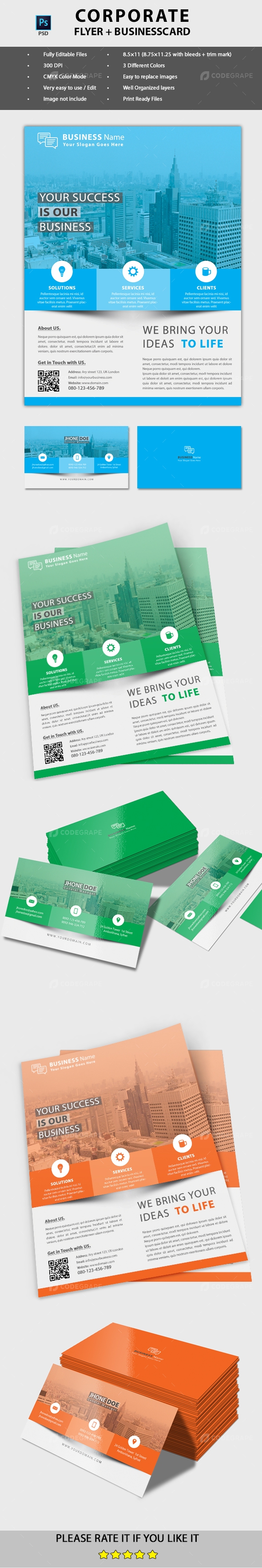 Corporate Flyer With Business Card
