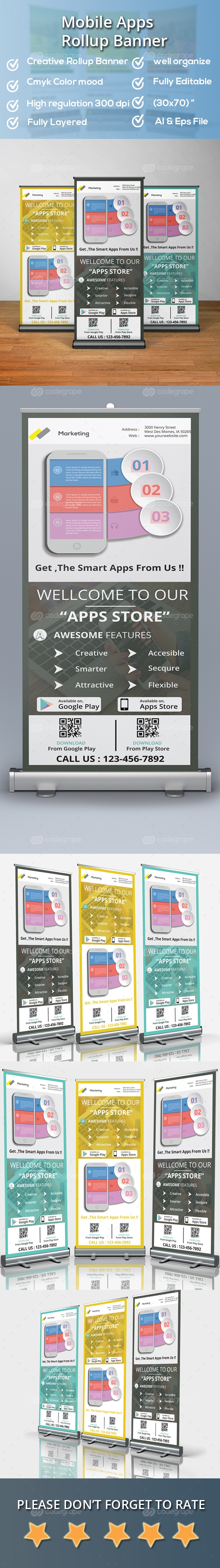 Mobile App Roll-Up Banner Template