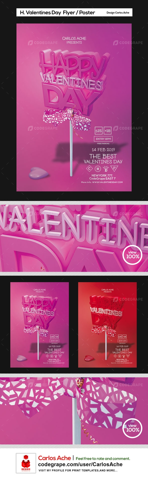 Happy Valentines Day Flyer and Poster Template