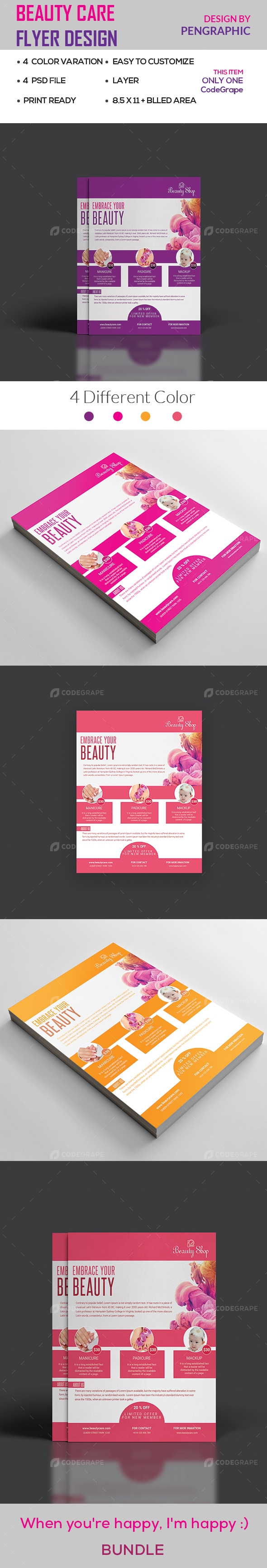 Beauty Care Flyer Template 2023