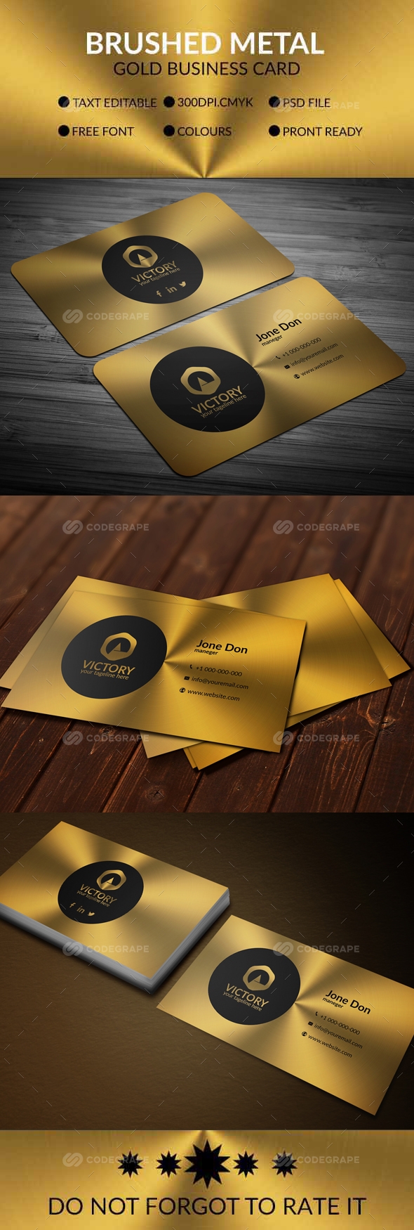 Brushed Metal Gold Business Card