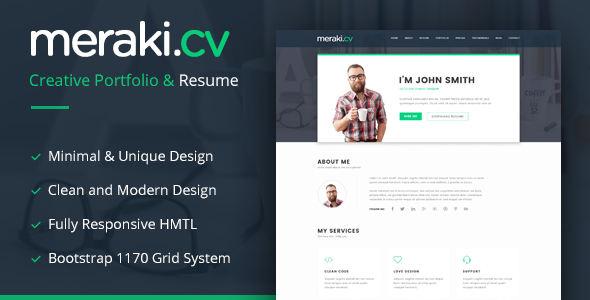 Meraki - One Page HTML Resume Template