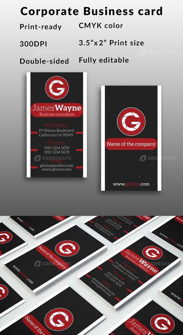 Corporate Business Card Red&Black