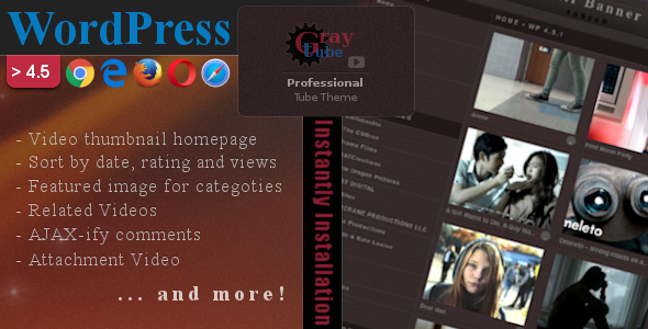 WpTubeGray - WordPress Video Tube Theme