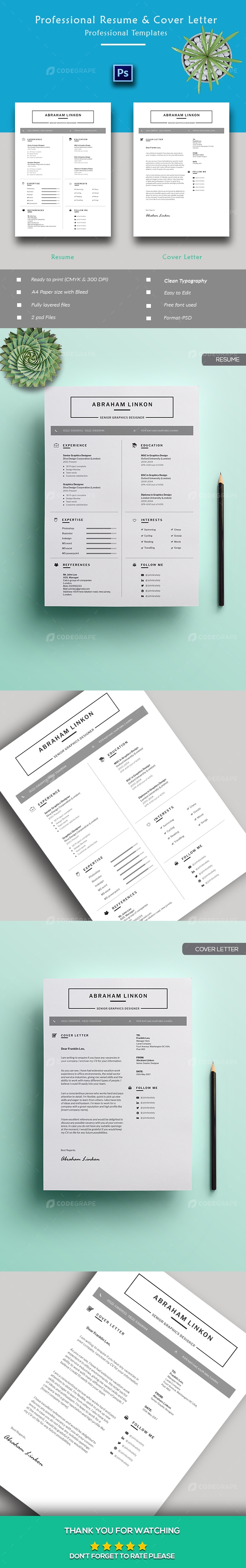 Clean Resume Template With Cover Letter
