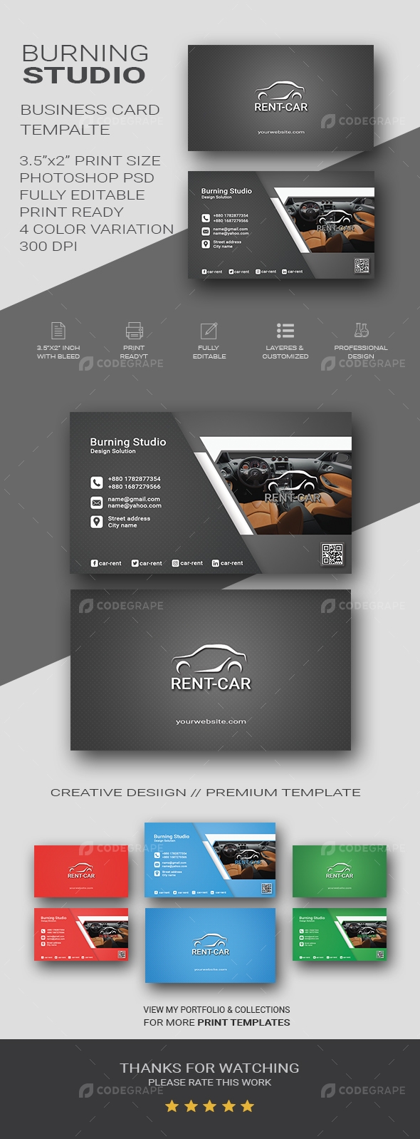 Rent Car Business Card