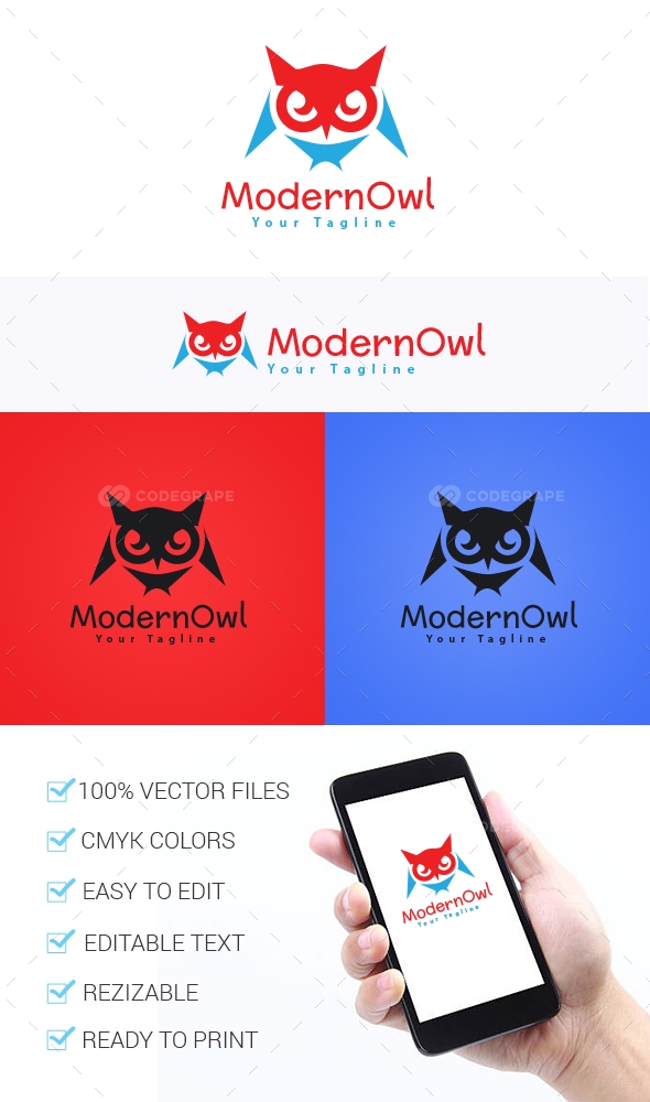 Modern Owl Logo Template