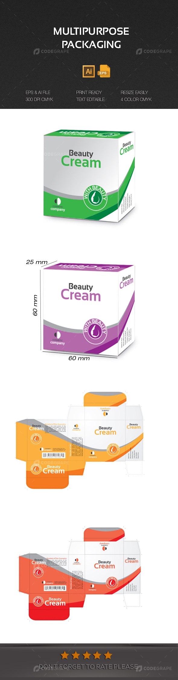 Beauty Cream Multipurpose Packaging