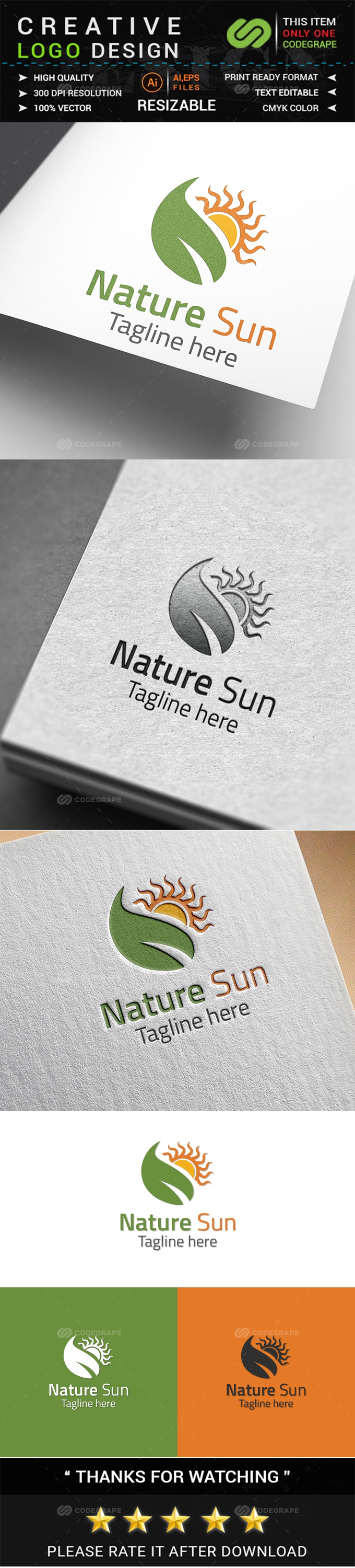 Nature Sun Logo Template
