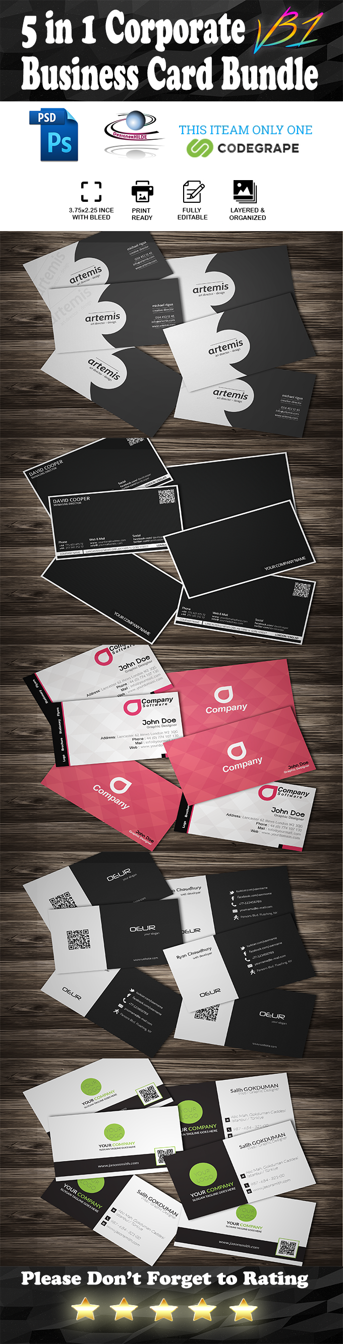 5 in 1 Corporate Business Card Bundle v31