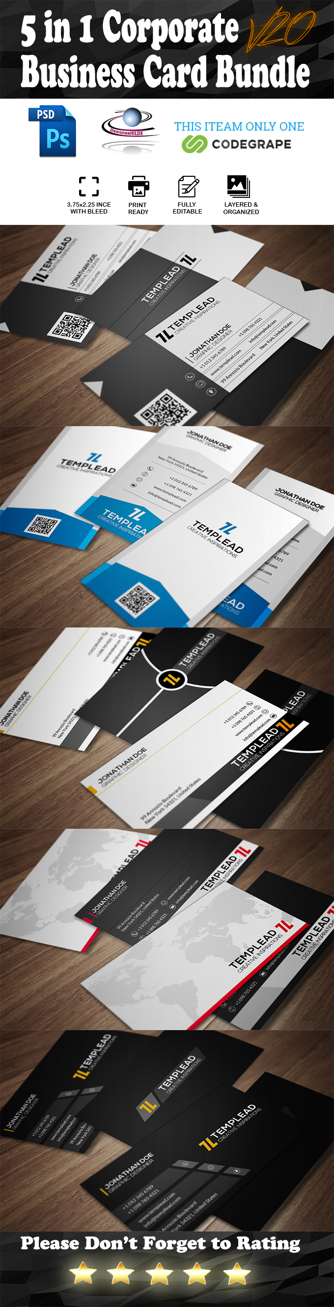5 in 1 Corporate Business Card Bundle V. 20