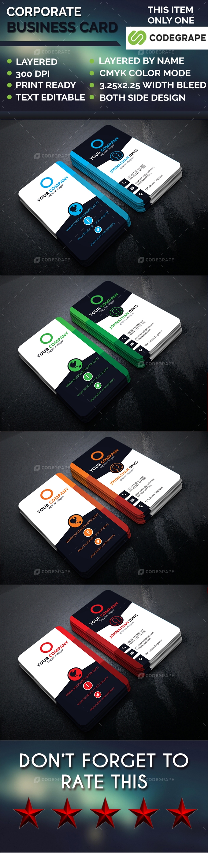 Corporate Business Card (vertical)