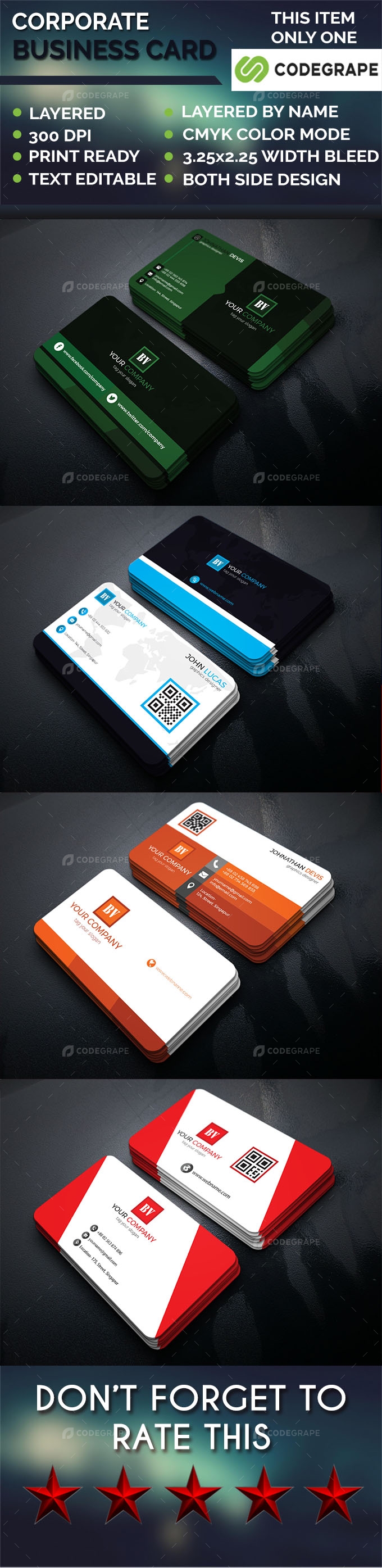Corporate Business Card 4 in 1